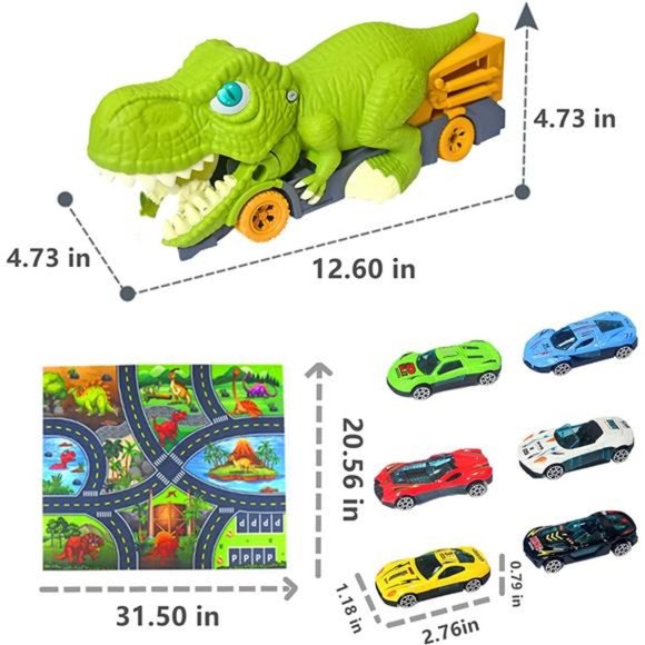Dinosaur Transport Truck Toys for 3-5 Years，8 in 1 Dino Carrier Vehicle Trucks - Picture 2 of 6